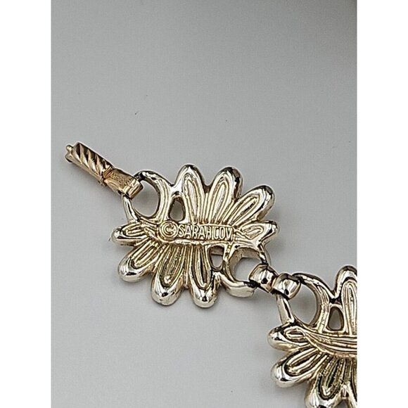 Vintage‎ Sarah Coventry Light Gold Tone Clear Rhinestone 7" Panel Bracelet - Picture 4 of 6